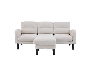 Canapé d'angle, canapé 3 places, beige, 204 x 136 x 80 cm, pour salon, mobilier pour espace de vie, adapté à l'espace de vie