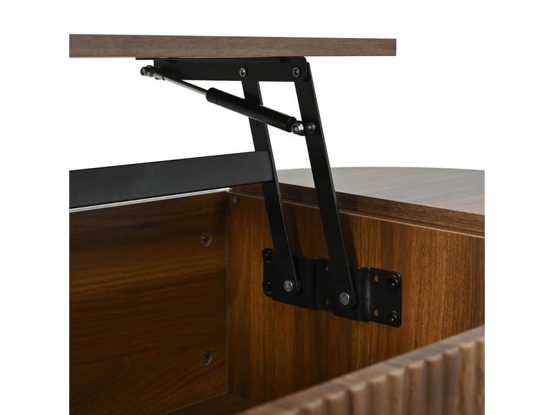 Table basse relevable ovale avec rangement pour salon en mdf et pieds en bois massif 100×48×53,5 cm noyer - Conforama D