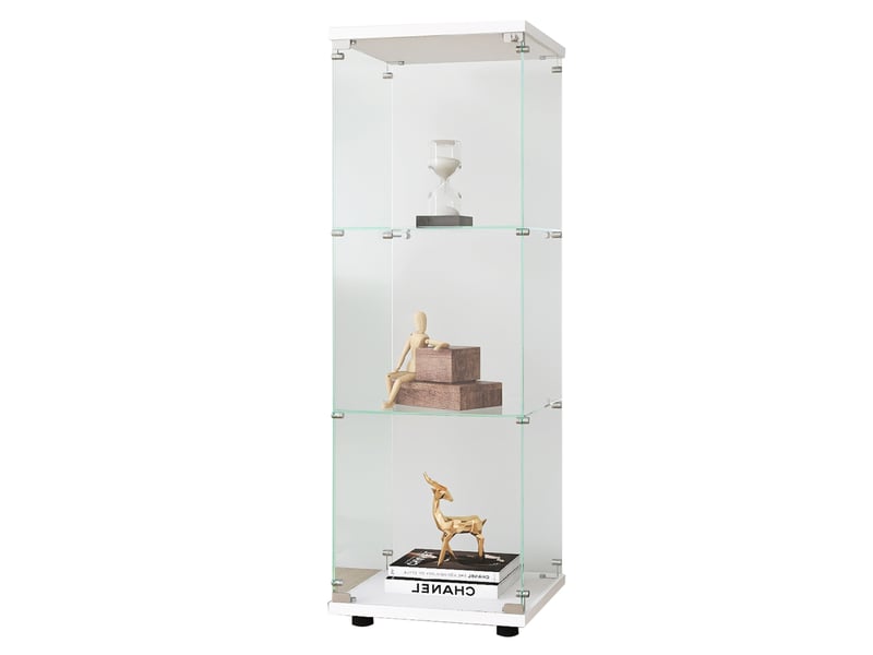  Vitrine en verre –vitrine armoire pour collection– meuble de rangement –1 porte 3 étagères– 42.5x36.5x125cm– noir  - Conforama A
