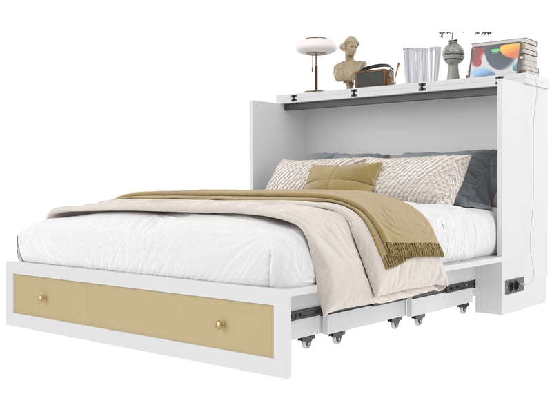  Lit escamotable 140x200cm coloris blanc mdf lit enfant blanc - Conforama A