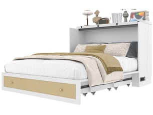 Lit escamotable 140x200 cm <strong>MERAX</strong>  <strong>lit enfant blanc</strong> coloris blanc