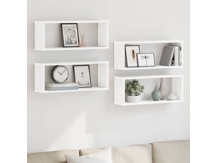 Lot de 4 étagères murales cube, étagères suspendues blanc 60x15x23 cm bois d'ingénierie cf43243