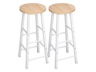 Tabouret de bar lot de 2 avec repose-pieds et patins de protection en mdf et métal chêne clair, 30 × 30 × 71 cm