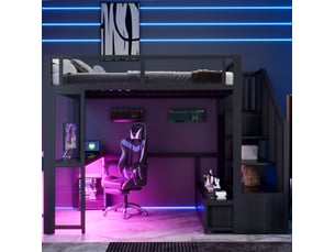 Lit mezzanine 140x200 cm <strong>OKWISH</strong> <strong></strong> coloris noir