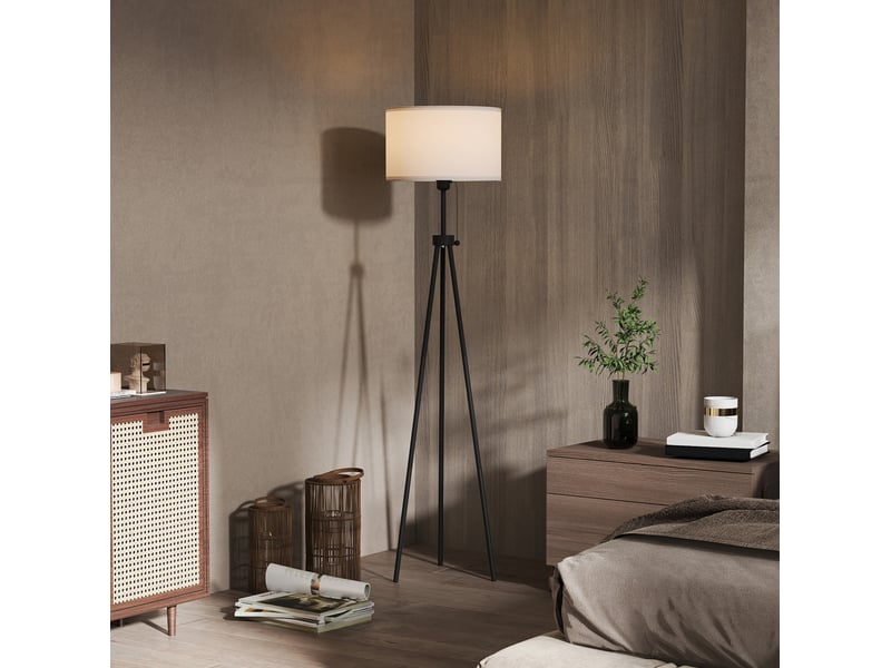  Lampadaire moderne e27 37x37x152 cm structure stable en métal noir et blanc sans ampoule  - Conforama B