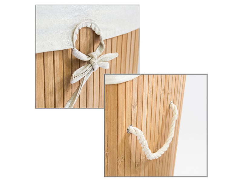  Panier à linge rectangulaire pliable avec poignées ventilation 65,5 x 43,5 x 33,5 cm en bambou naturel 13_0005749  - Conforama D