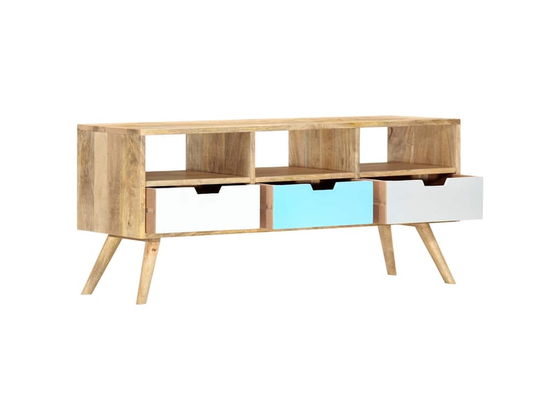  Meuble tv - banc tv - meuble de rangement 110x35x48 cm bois de manguier massif  - Conforama A