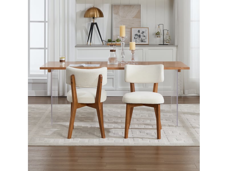 Lot de 2 chaises de salle à manger 54.5x47x77 cm en tissu beige - Conforama D