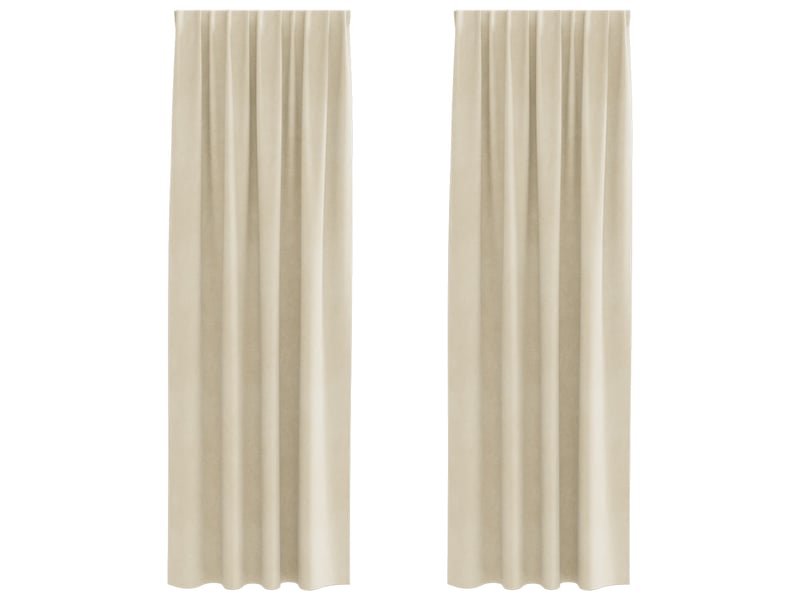  Lot de 2 rideaux, rideaux de fenêtre crème 140 x 260 cm velours cf44027  - Conforama A