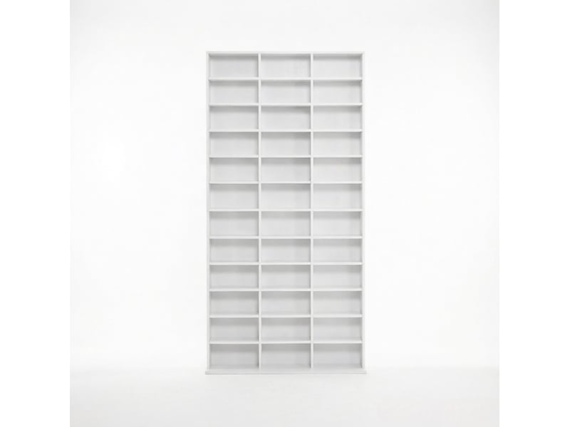 Étagère média cddvd 102 x 23,5 x 195 cm – blanc – 39 compartiments ouverts et tablettes réglables - Conforama A