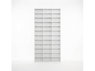 Étagère média cddvd 102 x 23,5 x 195 cm – blanc – 39 compartiments ouverts et tablettes réglables