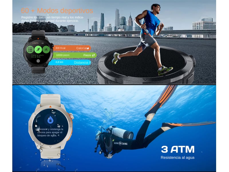  (orange) montre connectée, écran amoled, appels bluetooth, boussole, étanche  - Conforama C