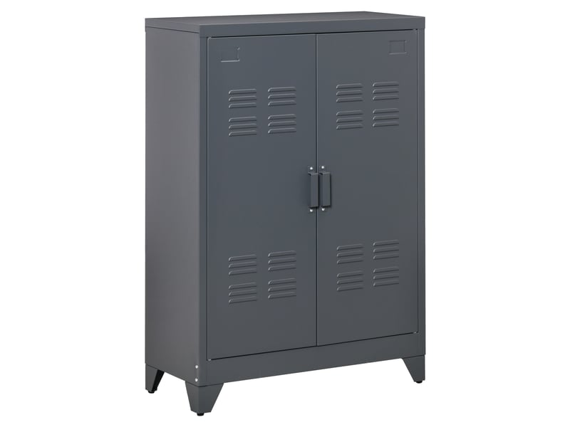  Armoire de bureau à 3 niveaux, meuble de rangement bureau métallique avec étagères réglables et 2 portes  - Conforama B