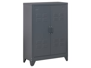 Armoire de bureau à 3 niveaux, meuble de rangement bureau métallique avec étagères réglables et 2 portes