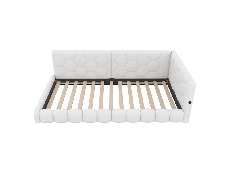  Lit banquette blanc 90x200 cm avec led 16 couleurs, usb-c et sommier à lattes  - Conforama A