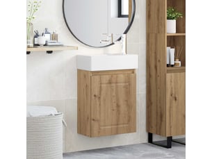 Meuble de rangement salle de bain avec robinet chêne artisanal shl7259