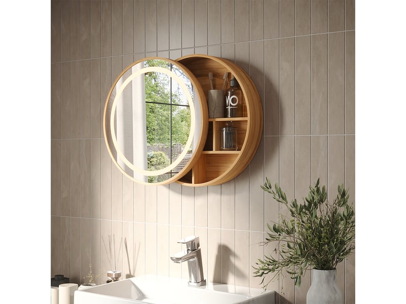 Vicco armoire de toilette, bambou, 50x50cm avec 5 compartiments de rangement  - Conforama C