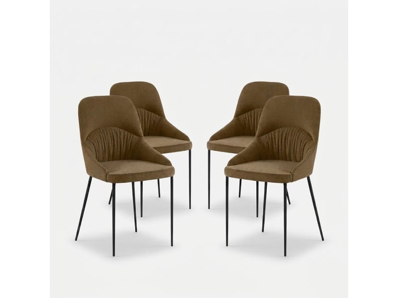  Lot de 4 chaises rembourrées en tissu facile à nettoyer harmony - marron  - Conforama A