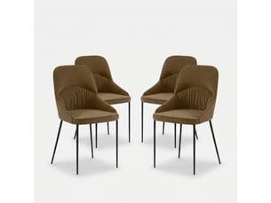 Lot de 4 chaises rembourrées en tissu facile à nettoyer harmony - marron