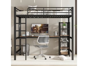 Lit mezzanine 90x200 cm <strong>MERAX</strong>  <strong>lit enfant noir</strong> coloris noir