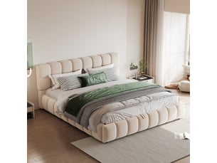 Lit coffre 140x190 cm <strong></strong> <strong></strong> coloris beige