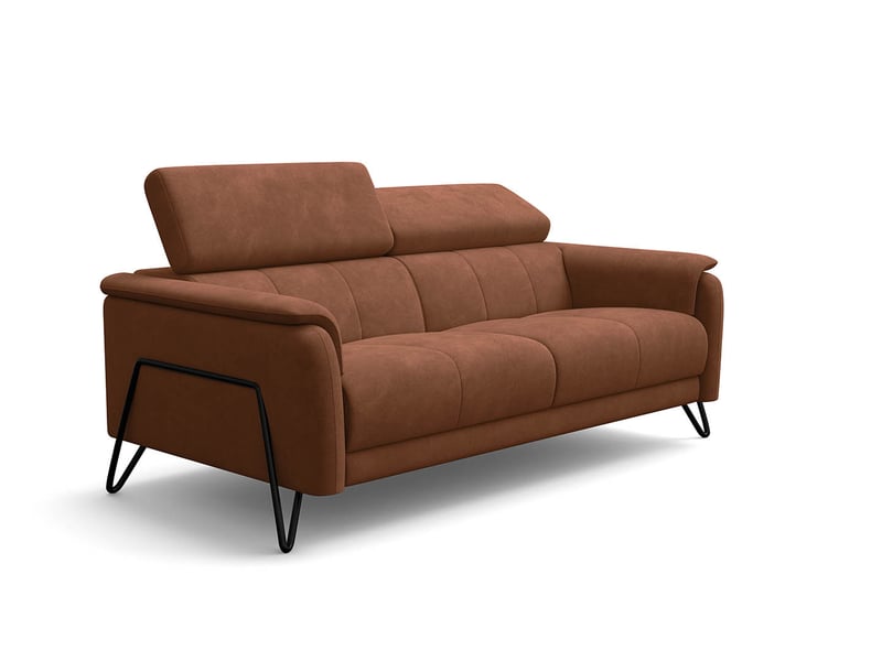 Canapé 3 places roden, tissu velours marron RODEN - Conforama A