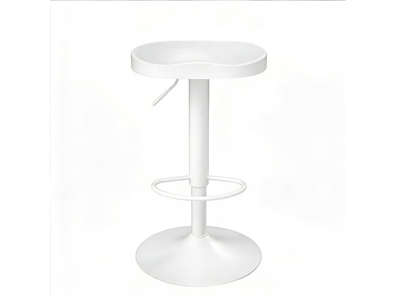  Tabouret de bar pivotant et réglable en hauteur, bois et métal, blanc  - Conforama A