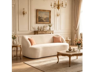 Canapé droit compressé fixe <strong>DESMIU</strong> <strong></strong> 2 places Tissu bouclette beige