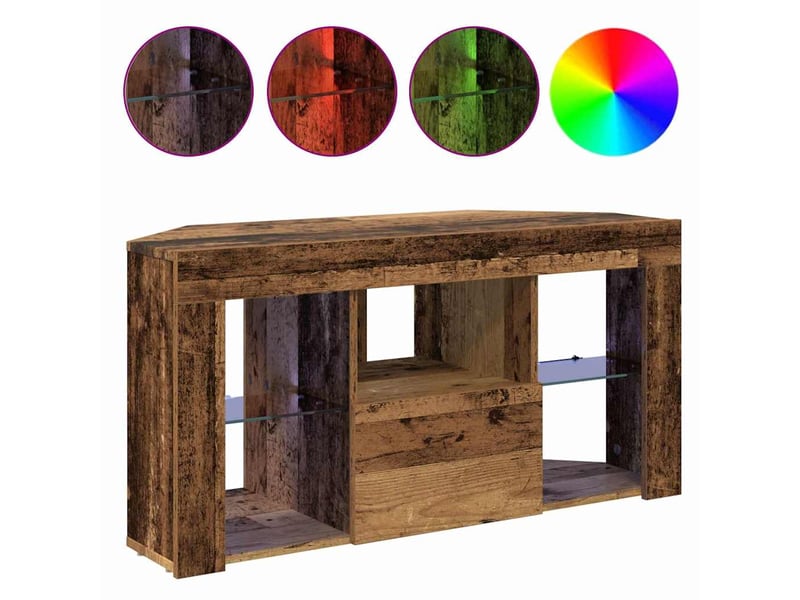  Meuble tv led d'angle 100x40x50 cm bois ancien  - Conforama D