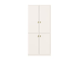 Armoire blanche 90x48x200 cm multifonctionnelle à portes battantes - 2 tringles et 3 compartiments