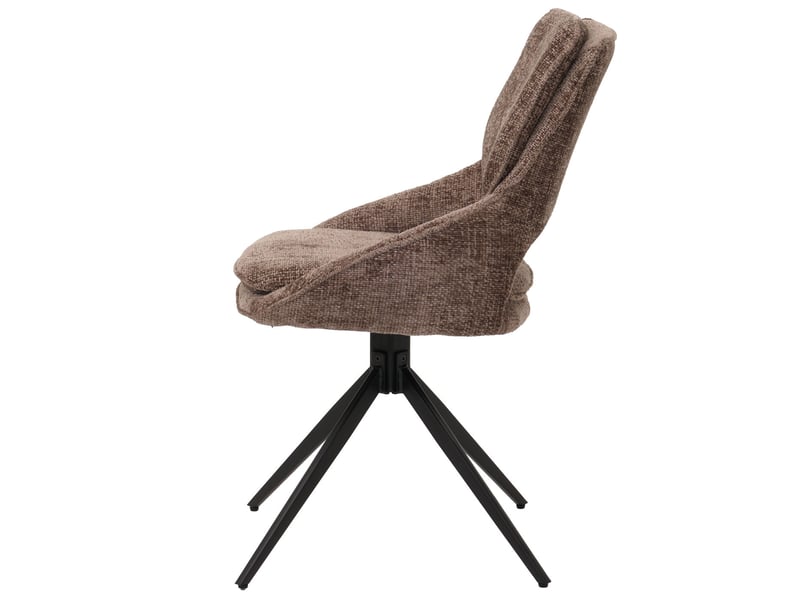  Lot de 2 chaises de salle à manger pivotantes à 180° avec retour automatique assise rembourrée et protections de sol réglables tissu chenille marron et fer 04_0009910  - Conforama E