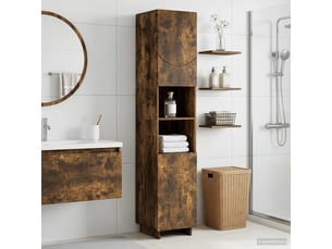 Meuble de rangement salle de bain chêne fumé 36.5x38x180 cm