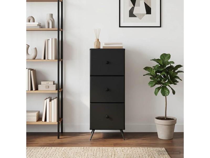 Armoire à tiroirs, rangement bureau noir 33 x 34,5 x 90 cm bois d'ingénierie shl2376 - Conforama D
