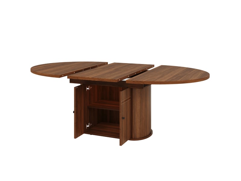 Table à manger extensible avec rangement 118 à 158 cm, mdf marron foncé  - Conforama D