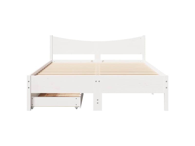 Lit double- lit adulte - cadre de lit avec tiroirs blanc 135x190 cm bois de pin massif - Conforama C