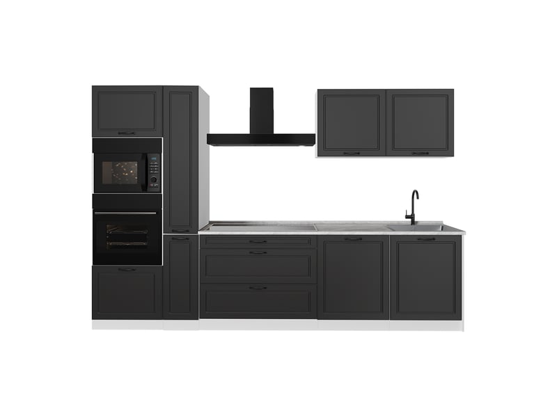 Vicco cuisine, anthracite campagneblanc, 310cm plan de travail marbre - Conforama A