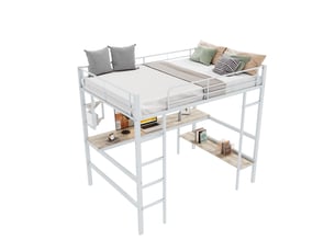 Lit mezzanine 90x200 cm <strong>REDOM</strong> <strong></strong> coloris blanc