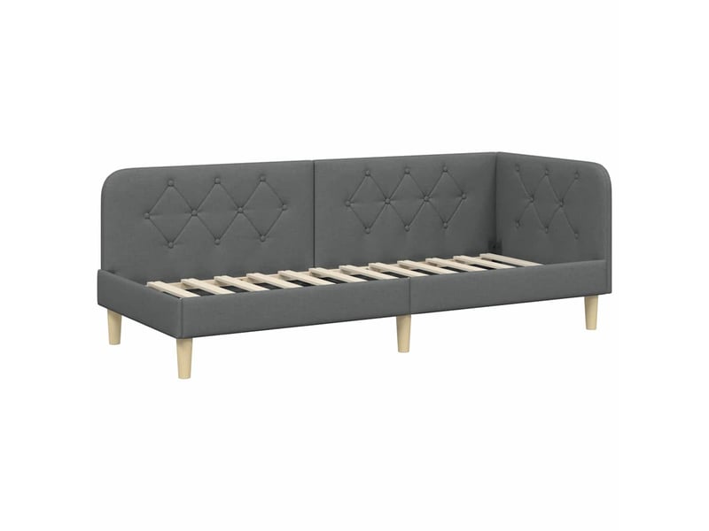  Lit simple- lit adulte -  cadre de lit d'angle gris foncé 80 x 200 cm tissu  - Conforama A