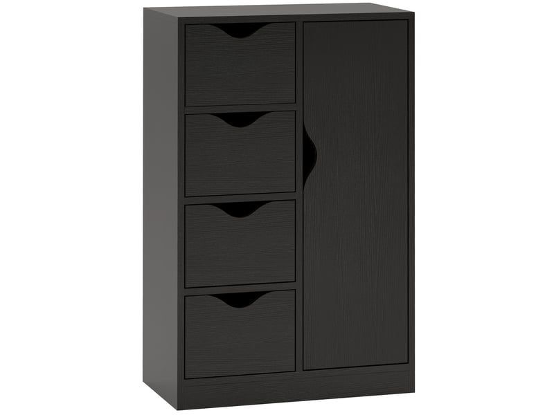  Meuble de rangement avec buffet, commode, armoire et quatre tiroirs, en bois, pour salon, cuisine, entrée, salle à manger, noir  - Conforama A