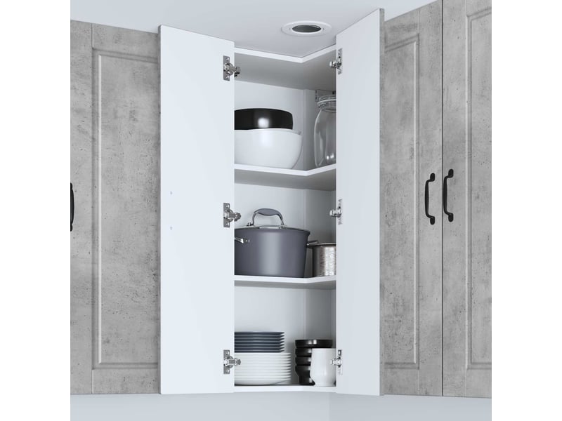  Meuble mural de cuisine, armoire d'angle cuisine porto gris béton 57x57x100cm  - Conforama D