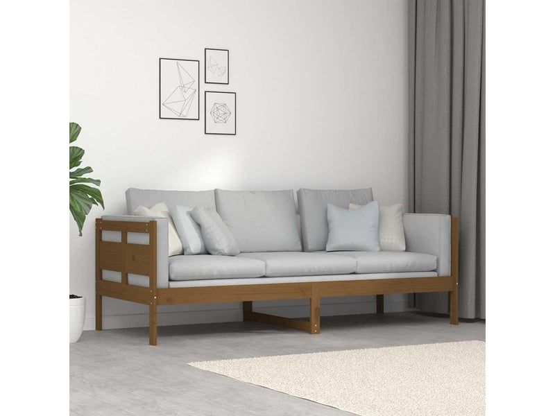  Lit simple- lit adulte -  lit de jour sans matelas marron miel bois pin massif 80x200 cm  - Conforama C