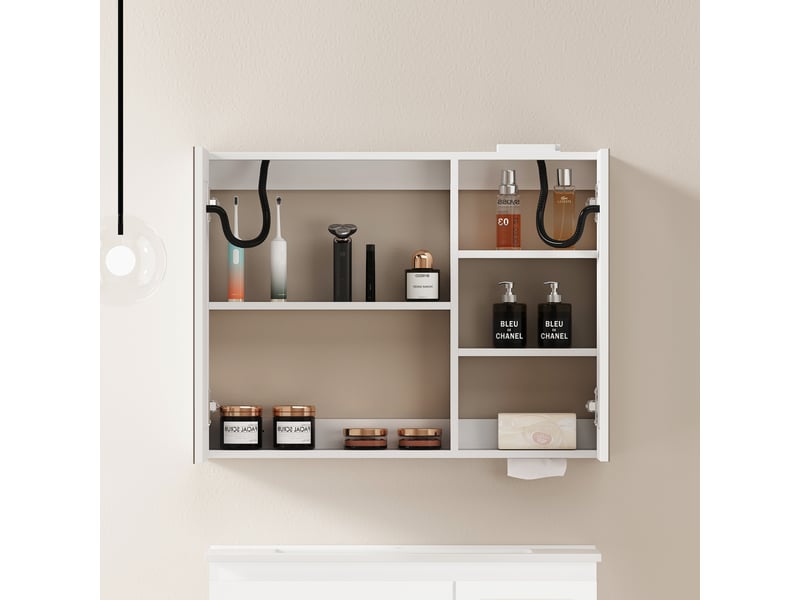  Meuble de salle de bain avec miroir led de 80 cm, élégant meuble de rangement pour salle de bain, salon et chambre.  - Conforama D