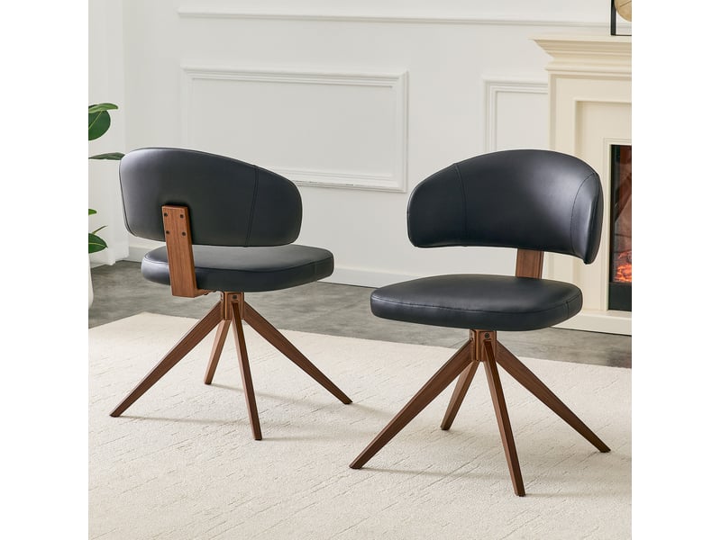  Chaise pivotante 54,5x50,5x77 cm 360° polyuréthane (pu) noire  - Conforama C