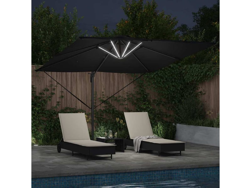  Parasol de jardin noir 286 x 284 x 270 cm aluminium et polyester  - Conforama D