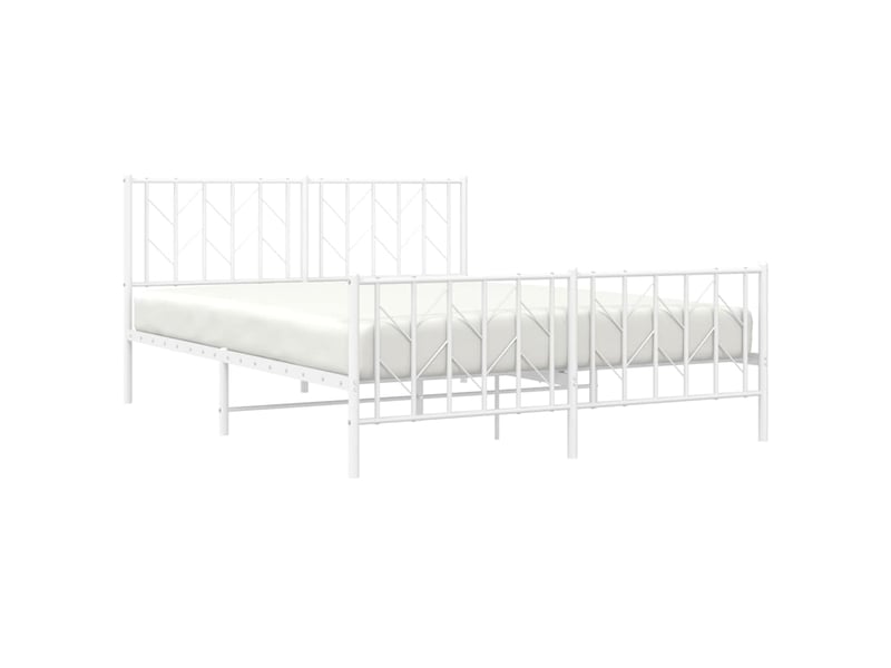  Lit double- lit adulte -  cadre de lit métal sans matelas et pied de lit blanc 150x200 cm  - Conforama D