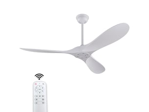 Ventilateur de plafond 132 cm sans éclairage 3 pales abs blanc réversible télécommande silencieux minuterie et mémoire