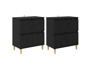 Buffet - bahut - meuble de rangements 2 pc chêne noir 60 x 35 x 70 cm bois d'ingénierie