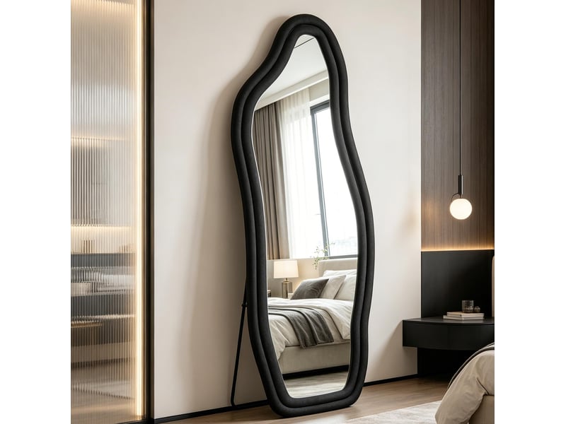  Miroir sur pied – forme organique irrégulière – cadre en velours – miroir en verre trempé haute définition  - Conforama B