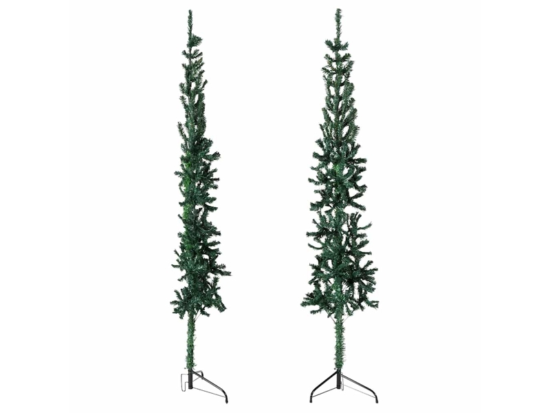  Demi sapin de noël, arbre de noël artificiel mince avec support vert 210 cm  - Conforama C