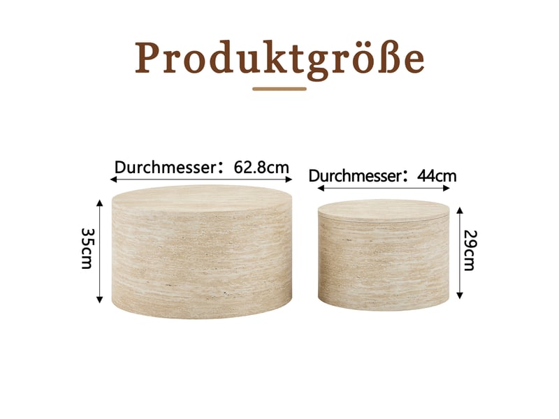  Lot de 2 tables basses gigognes rondes, avec rangement intégré, ø 62,844 cm, h 3529 cm, aspect bois naturel, rangement intérieur, pour salon Luxe haut de gamme - Conforama C